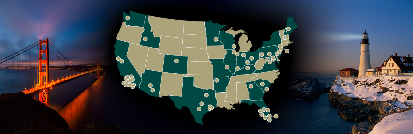 map of TRG companies Map showing location of TRG companies in U.S.